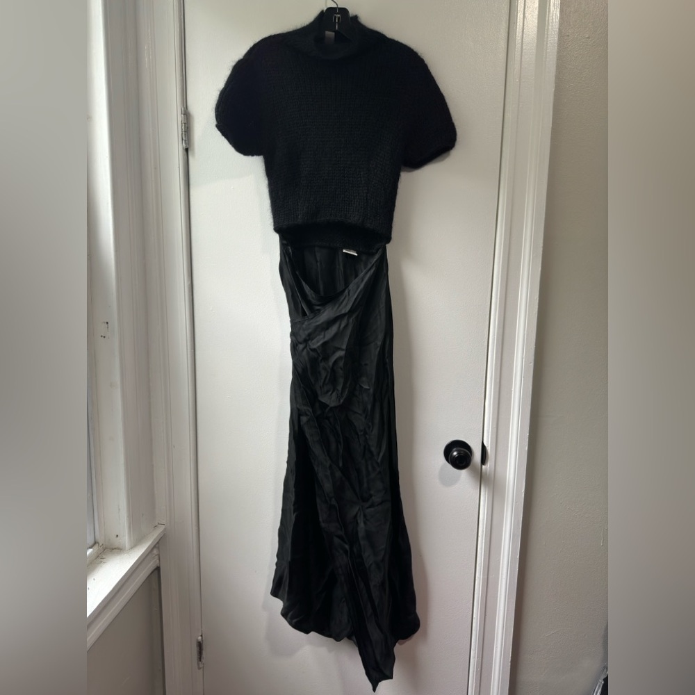 Ipse Gazebo Chic Black Sweater and Skirt Ensemble Wrap Dress